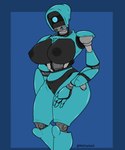 1_eye 2021 absurd_res big_breasts black_nipples blue_body breasts epic_games female fortnite fortnite:_save_the_world front_view hi_res humanoid machine methados nipples not_furry nude portrait ray_(fortnite) robot robot_humanoid solo standing three-quarter_portrait