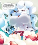 alolan_form alolan_ninetales anthro big_breasts blue_eyes bottomwear bowl breasts brown_hair clothed clothing container dairy_products dessert digital_media_(artwork) duo english_text extreme_size_difference female food fruit fur generation_1_pokemon generation_7_pokemon hair hat headgear headwear hi_res huge_breasts human icing inside kerchief kitchen_utensils larger_anthro larger_female looking_down male mammal micro muffin_(furryartexpert) multi_tail neckerchief neckwear nintendo nipples oblivious plant pokemon pokemon_(species) pokemon_cafe_remix pokemorph preparing_food regional_form_(pokemon) signature size_difference skirt smaller_human smaller_male strawberry tail text thought_bubble tools topwear uniform waiter waiter_suit waitress_uniform watermark whipped_cream whisk white_body white_fur zantchan