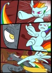 blind_eye clothed clothing comic digital_media_(artwork) duo english_text equid equine feathered_wings feathers female feral friendship_is_magic hair hasbro horn male mammal metal_(artist) my_little_pony mythological_creature mythological_equine mythology pegasus professor_starflare_(metal) rainbow_dash_(mlp) text unicorn wings