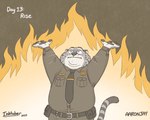 2023 5:4 aar0njay anthro benjamin_clawhauser big_cheeks cheetah chubby_cheeks clothed clothing digital_media_(artwork) disney elmo_rise felid feline fire fully_clothed fur inktober male mammal necktie overweight overweight_male police police_uniform signature solo uniform whiskers zootopia