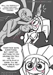 2023 alternate_version_at_paywall anthro blitzdrachin blush clothing comic conditional_dnp dialogue digital_drawing_(artwork) digital_media_(artwork) english_text female female_human first_person_view flustered fool's_hat glitch_productions handwear hat headgear headwear human jax_(tadc) jester kabedon lagomorph leporid male male/female male_anthro mammal no_pupils patreon pinwheel_eyes pomni_(tadc) rabbit sassy sexual_tension size_difference smug text the_amazing_digital_circus