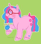 2021 accessory artist_name ball_of_yarn blue_eyes blue_mane blue_tail blush bow_ribbon buttons_(mlpnf) closed_smile cutie_mark digital_drawing_(artwork) digital_media_(artwork) dot_eyes english_description equid equine eyewear feathering female female_feral feral flat_colors fur furgonomics glasses green_background greengrizz hasbro heart_(marking) hooves horn knitting_needle looking_back mammal mane markings medium_mane mlp_g1 mouth_closed multicolored_mane my_little_pony my_little_pony_'n_friends mythological_creature mythological_equine mythology outline pink_body pink_bow pink_fur pink_hooves pink_horn pink_mane pink_tail quadruped red_eyewear red_glasses ribbons round_glasses side_view simple_background slightly_chubby slightly_chubby_female slightly_chubby_feral smile solo tail tail_accessory tail_bow tail_ribbon two_tone_mane two_tone_tail unguligrade unicorn unicorn_horn white_outline yarn