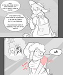 bovid bovine breasts caprine cattle clothed clothing comic dialogue english_text female hi_res jintally june_(jintally) mabel_(jintally) mammal partial_transformation profanity sheep sitting speech_bubble text torn_clothing transformation