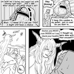 1:1 absurd_res arknights baalbuddy comic condom condom_refusal duo english_text female hair hi_res horn horned_humanoid human human_on_humanoid humanoid humanoid_pointy_ears humor hypergryph interspecies male male/female mammal monochrome not_furry pointy_ears sexual_barrier_device shining_(arknights) studio_montagne text