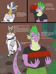 3:4 anthro anthrofied biped clothed clothing comic dialogue dragon duo ear_piercing ear_ring english_text equid equine female friendship_is_magic gesture hand_gesture hasbro hi_res lurking_tyger male mammal my_little_pony mythological_creature mythological_scalie mythology piercing pupils ring_piercing scalie shirt smile spike_(mlp) tail text thick_thighs thumbs_up topwear zebra zecora_(mlp)