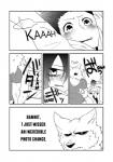 anthro canid canine canis clothing comic dialogue english_text female fur greyscale hi_res human kemono lila_(kashiwagi_aki) male mammal monochrome text translated wolf yakantuzura young zinovy