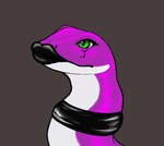 black_lips eyelashes female feral glistening glistening_body green_eyes grey_background jitona_(jitonajott) lips lipstick makeup orli purple_body reptile scalie simple_background snake solo tattoo thick_lips