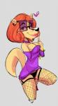 2018 anthro bedroom_eyes bottomwear breasts cleavage clothed clothing cougar counting_cougar dbaru dress eyewear felid feline female fishnet_clothing fur garter_straps glasses hair half-closed_eyes heart_symbol lipstick looking_at_viewer makeup mammal mature_anthro mature_female narrowed_eyes nickelodeon panties pose raised_bottomwear raised_clothing raised_leg raised_skirt red_hair seductive short_hair simple_background skirt smile solo standing t.u.f.f._puppy tan_body tan_fur underwear