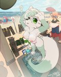 2024 accessory alolan_form alolan_vulpix anthro areola barely_visible_genitalia barely_visible_pussy beach beach_shower blush bow_ribbon breasts bulge canid canine casual_nudity clothing dated electronics erection erection_under_clothing exhibitionism fakemon fan_character female female_anthro flip_flops footwear foreshortening fox freckled_face freckles generation_4_pokemon generation_7_pokemon genitals gingy_(gingy_k_fox) gingy_k_fox green_eyes green_hair_bow hair_accessory hair_bow hair_ribbon hi_res high-angle_view juniper_(coffeefly) land_forme_shaymin legendary_pokemon loofa mammal mustelid nintendo nipples nude oblivious oblivious_nudity otter outdoor_shower outside phone pink_areola pink_nipples pokemon pokemon_(species) pokemorph public public_nudity public_shower pussy regional_form_(pokemon) ribbons sandals sea shaymin shoes shower signature swimwear tower washing_hair water wet