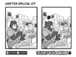 2021 american_black_bear anthro avian bear black_bear bodily_fluids boss_(kamui_shirow) bottomwear box clothing comic container delivery_bear_service detailed_background duo english_text female hat headgear headwear hi_res humanoid_hands inside kamui_shirow kermode_bear male mammal overweight overweight_male pants scar shirt sweat text tongue tongue_out topwear ursine zuri_(kamui_shirow)