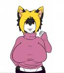 anthro big_breasts breasts canid canine canis clothing desi domestic_dog female gynomorph_(lore) mammal solo sweater thecon topwear