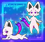 aldebian_(cordicedraw) alien anthro big_ears cordicedraw domestic_cat felid feline felis female glistening glistening_body goo_creature hi_res lying male mammal model_sheet on_front slime solo