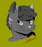 anthro bust_portrait erebus_(emocat) felid fur grey_body grey_eyes grey_fur grey_hair hair hi_res kansyr looking_at_viewer male mammal pink_nose portrait simple_background smile solo whiskers