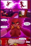 anthro big_breasts breasts canid canine clothing comic crossgender dominant duo english_text eye_patch eyewear female fexa_(cally3d) five_nights_at_freddy's fox foxy_(cally3d) foxy_(fnaf) fredina's_nightclub glasses hat headgear headwear hi_res high-bear human male male/female mammal scottgames security security_guard text