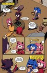 adventure_time amy_rose anthro black_body black_fur blue_body blue_fur cartoon_network chepalosaur clothed clothing comic dialogue english_text eulipotyphlan female fur group hedgehog hi_res inside jake_the_dog knuckles_the_echidna male mammal miles_prower multi_tail red_body red_fur sega shadow_the_hedgehog sonic_the_hedgehog sonic_the_hedgehog_(series) speech_bubble tail text yellow_eyes