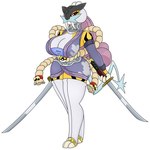 anthro armwear asian_clothing big_breasts breasts clothing east_asian_clothing fangs female generation_2_pokemon hair hi_res huge_breasts japanese_clothing kimono legendary_pokemon legwear melee_weapon neckwear nintendo pokeball pokemon pokemon_(species) purple_hair raikou red_eyes rope simple_background solo stockings sword teeth urusee584 weapon white_background yellow_body