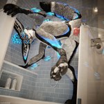 1:1 3d_(artwork) 4k absurd_res anal anal_penetration animal_genitalia animal_penis anthro anthro_on_anthro anthro_penetrated balls bathroom bathroom_tiles bathroom_wall biped black_body black_fur blender_(artwork) blender_cycles blue_penis bodily_fluids butt canid canine canine_genitalia canine_penis canis claws clothing cum cum_on_knot depth_of_field digital_media_(artwork) dildo dildo_in_ass dildo_insertion dominant dragonplayer dragonplayer_(character) erection eyes_closed feet fox fur furniture genital_fluids genitals grey_body grey_fur hair hi_res hindpaw inside knot male male/male male_penetrated mammal moan multicolored_body nude object_in_ass open_mouth orgasm pawpads paws penetration penis pink_penis pushing raised_leg reflection rexouium sex_toy sex_toy_in_ass sex_toy_insertion sex_toy_penetration shower slim slim_anthro slim_male slim_sub smile solo standing submissive submissive_male tail teeth toe_claws white_body white_fur