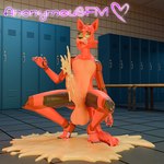 3d_(artwork) animatronic anonymousfm anthro balls big_balls big_penis bodily_fluids canid canine cum cum_on_ground cum_pool digital_media_(artwork) ejaculation erection excessive_cum excessive_genital_fluids femboy five_nights_at_freddy's fox foxy_(fnaf) genital_fluids genitals glowing glowing_eyes hair hi_res huge_balls huge_penis humanoid_genitalia humanoid_penis lagomorph locker_room looking_at_viewer machine makeup male mammal nude open_mouth penile penis robot scott_cawthon scottgames smile solo tail thick_penis tongue