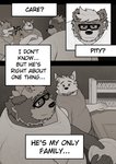 2020 absurd_res alfred_blaze_(character) alfredblaze anthro bear belly canid canine canis clothing comic english_text eyewear glasses group hi_res humanoid_hands lance_anders male mammal overweight overweight_male roy_blake sad shirt short-faced_bear spectacled_bear text topwear wolf