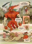 anthro balls big_balls big_penis blin_(tloz) blonde_hair bodily_fluids bokoblin comic dialogue english_text genitals group hair hi_res huge_balls huge_penis humanoid humanoid_pointy_ears hylian imminent_rape link male male/male moblin nintendo nude open_mouth open_smile penis pointy_ears ripushko smile sweat text the_legend_of_zelda tongue tongue_out