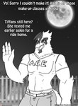 2018 absurd_res anthro avian belt bird bottomwear chicken clothing comic english_text feathers fence galliform gallus_(genus) grass hi_res if_hell_had_a_taste light male monochrome moon moonlight muscular muscular_anthro muscular_male night open_mouth pants phasianid plant roy_mason shirt solo text topwear viroveteruscy