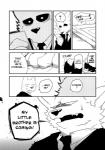 anthro canid canine clothing comic dialogue english_text fur hi_res kemono male mammal monochrome rolf text translated yakantuzura zinovy