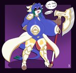 absurd_res anthro appelknekten areola armor axe big_breasts blue_body bovid bovine breasts cetacean clothing cosplay cow_ears european_mythology fake_horns fan_character female generation_3_pokemon greek_mythology grey_eyes hair hi_res huge_breasts hybrid hyper hyper_breasts kyogre legendary_pokemon mammal marine metal_pasties minotaur monster_musume_td mythology nintendo nipples pasties pauldron pokemon pokemon_(species) ring seafruit silva_(minotaur_girl) simple_background solo tail unconvincing_armor