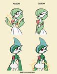 breasts butt duo eyeshadow female gallade gardevoir generation_3_pokemon generation_4_pokemon grace_(sketchygarden) hi_res humanoid makeup male nintendo noble_(sketchygarden) not_furry nude pokemon pokemon_(species) poof poof_effect relieved sketchygarden standing surprise text the_truth