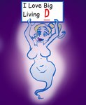 anthro big_breasts blonde_hair blue_eyes breasts comic_sans female flashing ghost ghostgirl hair halloween halloween2024 holidays legless loser69 nude_female sign solo spirit text thick_thighs translucent translucent_body