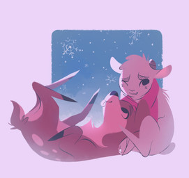 Rating: s
ID: 5753414
Date: 2025-08-03 11:24:38 -0400
Status: active
Score: 14
2018 2_horns ambiguous_gender ansel_(itsdanfango) blush blush_lines bovid caprine deer duo feral fur goat hair hi_res horn itsdanfango lying mammal multicolored_body multicolored_fur olive_(itsdanfango) on_back quadruped scarf short_hair snow snowflake spots tail tongue tongue_out white_body white_fur post #5753414
