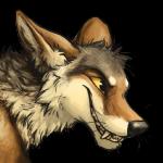 1:1 2016 >:) alpha_channel ambiguous_gender black_body black_eyes black_fur black_nose brown_body brown_fur canid canine canis coyote digital_media_(artwork) evil_face feral fur grin headshot_portrait icon kenket mammal multicolored_body multicolored_fur portrait reaction_image sharp_teeth side_view simple_background smile solo sticker tan_sclera teeth transparent_background white_body white_fur yellow_sclera