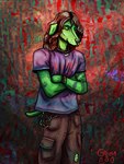 Rating: s
ID: 5601152
Date: 2025-05-26 23:24:46 -0400
Status: active
Score: 0
3:4 absurd_res ambiguous_gender anthro arm_tattoo bone bottomwear brown_hair canid canine canis chain clothing collar crossed_arms domestic_dog eyes_closed footprint fur green_body green_fur greengod hair hi_res huge_filesize long_hair mammal pants pawprint shirt solo tail tattoo topwear watercolor_background wristband post #5601152