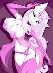 2018 anthro anthrofied armwear bedroom_eyes big_breasts breasts cleavage clothed clothing cutie_mark digital_media_(artwork) elbow_gloves equid equine eyes_closed eyeshadow female fleur_de_lis_(mlp) friendship_is_magic gloves grin hair handwear hasbro horn jrvanesbroek legwear lingerie makeup mammal multicolored_hair my_little_pony mythological_creature mythological_equine mythology narrowed_eyes naughty_face navel nipple_outline panties pink_theme pose purple_eyes seductive skimpy smile smug solo stockings two_tone_hair underwear unicorn