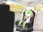 anthro apple_juice car car_seat clean_diaper clothed clothing cole_murphy diaper fangthefox female generation_3_pokemon inside_car juice_(beverage) kirlia nintendo pokemon pokemon_(species) sippy_cup solo vehicle wearing_diaper