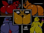 Rating: q
ID: 5241678
Date: 2024-12-14 00:12:16 -0500
Status: active
Score: 172
animatronic anthro avian bear big_butt bird bonnie_(fnaf) bulge butt canid canine chica_(fnaf) chicken crossgender digital_media_(artwork) five_nights_at_freddy's fox foxy_(fnaf) freddy_(fnaf) galliform gallus_(genus) gayguyfella golden_freddy_(fnaf) group hi_res lagomorph leporid machine male male/male mammal minigame_(fnaf) phasianid presenting presenting_hindquarters rabbit retro robot scottgames simple_background tail post #5241678