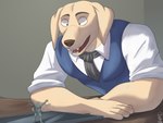 4:3 absurd_res beastars bird_dog canid canine canis domestic_dog donttouchmylasagna duo fur gesture grey_body grey_fur hi_res huge_filesize hunting_dog jack_(beastars) labrador legoshi_(beastars) male male/male mammal micro nude open_mouth retriever size_difference waving wolf