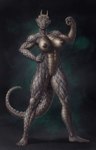 5_toes anthro areola argonian big_breasts biped black_areola black_nipples black_pussy blind_eye breasts claws countershade_arms countershade_tail countershade_torso countershading dark_body dark_scales feet female flexing genitals hi_res himeragoldtail horn horn_jewelry horn_ring ijeen-sai jewelry mammal microsoft muscular muscular_female nipples non-mammal_breasts non-mammal_nipples nude pecs pecs_with_breasts plantigrade pose pussy red_eyes reptile ring_(jewelry) scales scalie scar solo tail the_elder_scrolls toes