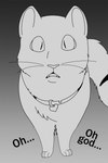 2015 2:3 adobe_photoshop_(artwork) ambiguous_gender birman_cat collar collar_tag comic digital_drawing_(artwork) digital_media_(artwork) domestic_cat english_text fae_(serenity) felid feline felis female_(lore) feral fur gradient_background greyscale heart_collar_tag hi_res himalayan_cat horrified mammal mixed_breed monochrome oh_god open_mouth paws perspective pupils sebdoggo serenity_(comic) simple_background slit_pupils solo standing tail teeth text whiskers wide_eyed