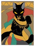 2022 ambiguous_gender ankh anthro black_body clothed clothing domestic_cat egyptian felid feline felis hi_res mammal solo tail urushi_(yorozumaru) whiskers yellow_eyes yorozumaru