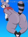 3:4 anthro bedroom_eyes big_butt butt crossgender feet female hi_res indigo_park looking_at_viewer mammal narrowed_eyes paws procyonid raccoon rambley_raccoon seductive soles solo thewholof554 thick_thighs wide_hips