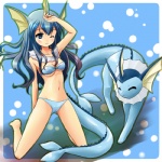 1:1 2010 alternate_species animal_humanoid barefoot bikini blue_eyes blue_hair blue_theme breasts clothing duo eeveelution eyes_closed feet female feral fish_tail generation_1_pokemon hair humanoid humanoidized long_hair low_res mammal marine midriff nintendo pokemon pokemon_(species) pokemon_humanoid pokemorph ranphafranboise swimwear tail two-piece_swimsuit vaporeon