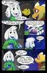 absolutedream absurd_res asriel_dreemurr boss_monster_(undertale) bovid caprine comic dialogue electronics english_text frisk_(undertale) hi_res human lizard mammal monster_kid phone raining reptile scalie text undertale undertale_(series)