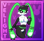 absurd_res anthro black_nose cordicedraw featureless_crotch female fur green_body green_fur hi_res lagomorph leporid long_ears mammal nipples rabbit velight