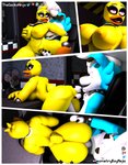 3d_(artwork) animatronic anthro areola avian beak bent_over_desk bib big_breasts big_butt bird blue_body blue_eyes blue_fur bracelet breasts butt butt_grab chest_tuft chica_(fnaf) chicken claws collar comic desk digital_media_(artwork) doggystyle duo electric_fan eyeshadow fan_character female finger_claws five_nights_at_freddy's from_behind_position fur furniture galliform gallus_(genus) generation_7_pokemon geometryboymejia geometryboymejia_(character) hair hand_on_butt hand_on_leg hand_on_thigh hi_res jewelry looking_back lycanroc machine makeup male male/female midnight_lycanroc multicolored_body multicolored_fur nintendo nipples on_bottom on_top open_mouth oscillating_fan penetration penile penile_penetration penis_in_pussy phasianid pokemon pokemon_(species) purple_eyes reverse_cowgirl_position robot scottgames sex sitting spiked_bracelet spiked_collar spikes table thegeckoninja thick_thighs tuft two_tone_body two_tone_fur vaginal vaginal_penetration white_hair yellow_areola yellow_body yellow_nipples