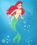 2024 absurd_res ariel_(disney) blush breasts bubble clothed clothing disney farwen female fish genitals hair hi_res humanoid humanoid_merfolk hybrid long_hair marine merfolk mermaid_tail nipples nude pussy split_form the_little_mermaid_(1989) topless underwater water