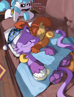 Rating: s
ID: 4599071
Date: 2024-02-14 14:30:53 -0500
Status: active
Score: 200
2024 3_toes 4_fingers alarm_clock ambiguous_gender anthro arm_support barefoot bed_covers bedding being_watched black_sclera blanket brown_body brown_fur canid canine canis catnap_(poppy_playtime) clock clothed clothing craftycorn critters_(poppy_playtime) cuddling dialogue dogday_(poppy_playtime) domestic_cat domestic_dog english_text equid equine feet felid feline felis female_(lore) fingers floor fur furniture group half-closed_eyes happy hat head_on_pillow headgear headwear hi_res hoof_hands horn hug inside japanese_text leaning_on_elbow looking_at_another lying lying_on_sofa male_(lore) mammal mob_entertainment mythological_creature mythological_equine mythology narrowed_eyes nightcap on_back on_side on_sofa osisikun pawpads pillow poppy_playtime purple_body purple_fur rug sleeping smiling_critters sofa tail talking_to_self text toes trio under_blanket unicorn white_eyes wood wood_floor post #4599071