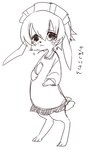 2017 amesawa_yagi anthro bodily_fluids crying domestic_rabbit female floppy_ears futaba_channel japanese_text lagomorph leporid line_art lop_ears lop_rabbit maid_headdress mammal nijiura_maids oryctolagus rabbit samishii-san simple_background solo tears text white_background young young_anthro young_female