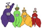 alien alien_humanoid balls big_balls big_butt big_penis butt curvy_figure dipsy_(teletubbies) foreskin genitals glans group hi_res humanoid laa-laa_(teletubbies) male megoko not_furry penis po_(teletubbies) size_difference slightly_chubby slightly_chubby_male small_balls small_penis teletubbies teletubby thick_thighs tinky_winky_(teletubbies) voluptuous what wide_hips