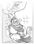 2012 anthro balls bathroom biped blush bottomwear bottomwear_down bracelet clothed clothing dialogue digital_media_(artwork) domestic_cat domestic_pig eddie_(guffaw) english_text facial_hair fantasizing felid feline felis foreskin genitals greyscale guffaw hair humanoid_genitalia humanoid_penis imagination inside jean-philippe jewelry male mammal masturbation monochrome overweight overweight_anthro overweight_male pants pants_down partially_clothed partially_retracted_foreskin penetration penile penile_masturbation penis screentone shirt solo suid suina sus_(pig) tail tank_top text thought_bubble toilet tongue tongue_out topwear