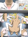 anthro blonde_hair blush bodily_fluids breast_grab breasts comic duo english_text female female_on_human genital_fluids hair hand_on_breast human ilica incest_(lore) lagomorph leporid male male/female male_on_anthro mammal penetration rabbit sniffing text tosun vaginal vaginal_fluids vaginal_penetration